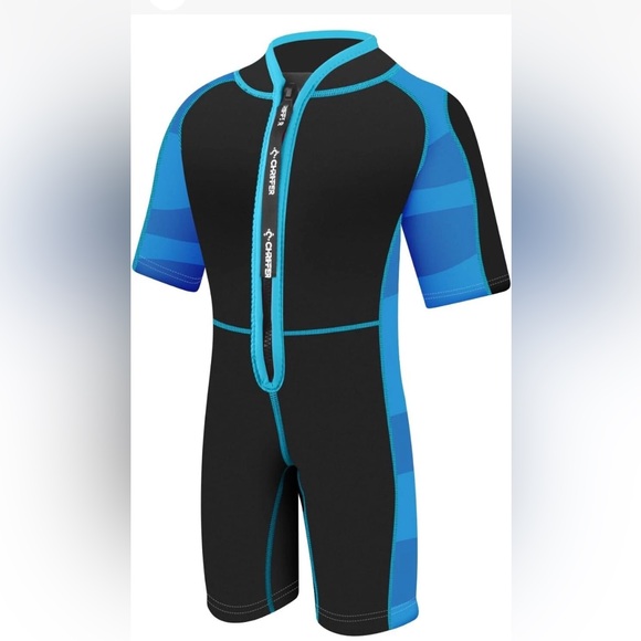 CHRIFFER BOYS XL Dynamic Black and Blue Rashguard with Front Zipper - Picture 2 of 8